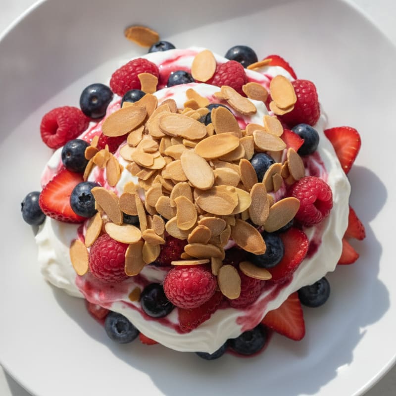 Creamy Greek Yogurt Protein Parfait with Berries and Almonds