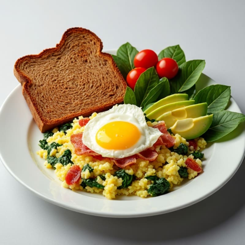 Egg White Scramble with Spinach and Turkey Bacon