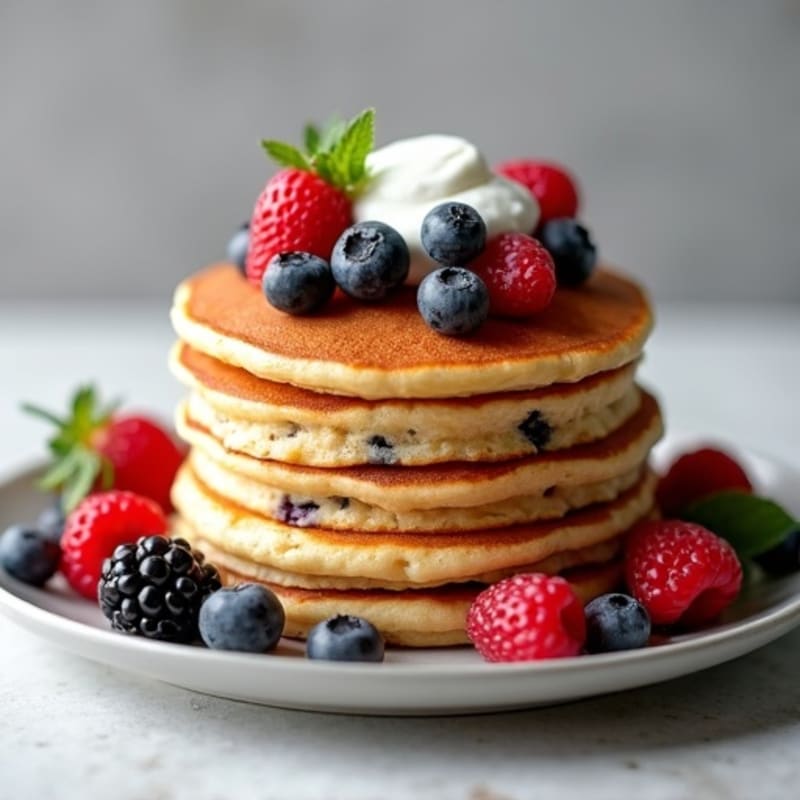 Fluffy High-Protein Berry Pancakes