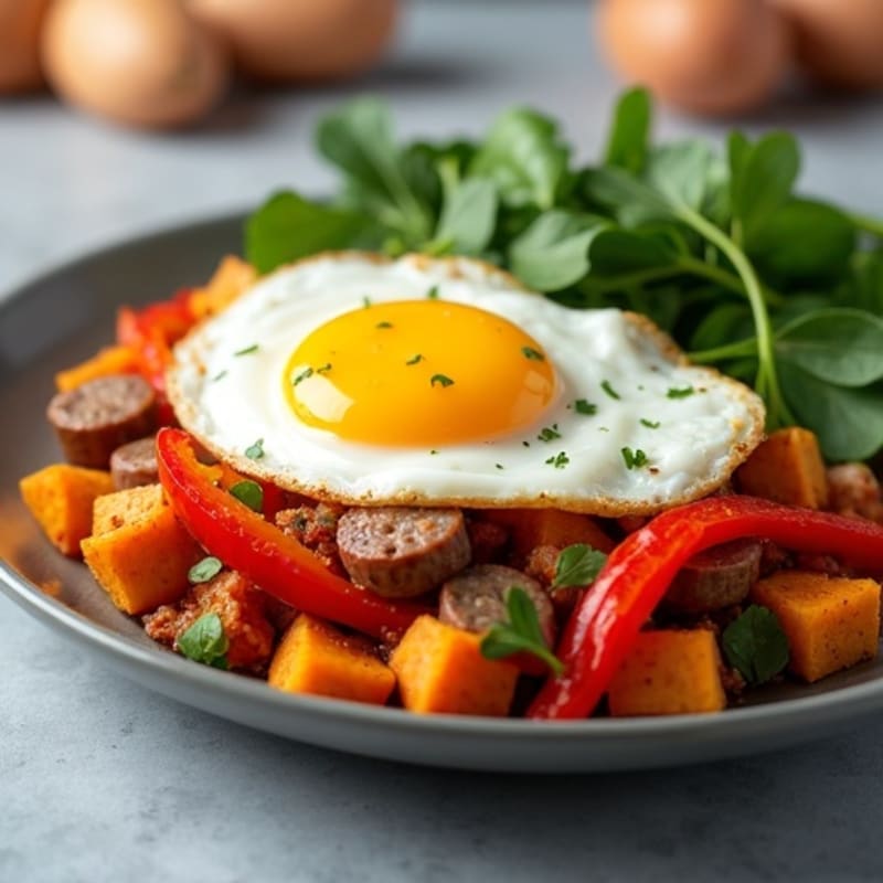 Protein-Packed Sweet Potato Hash with Eggs
