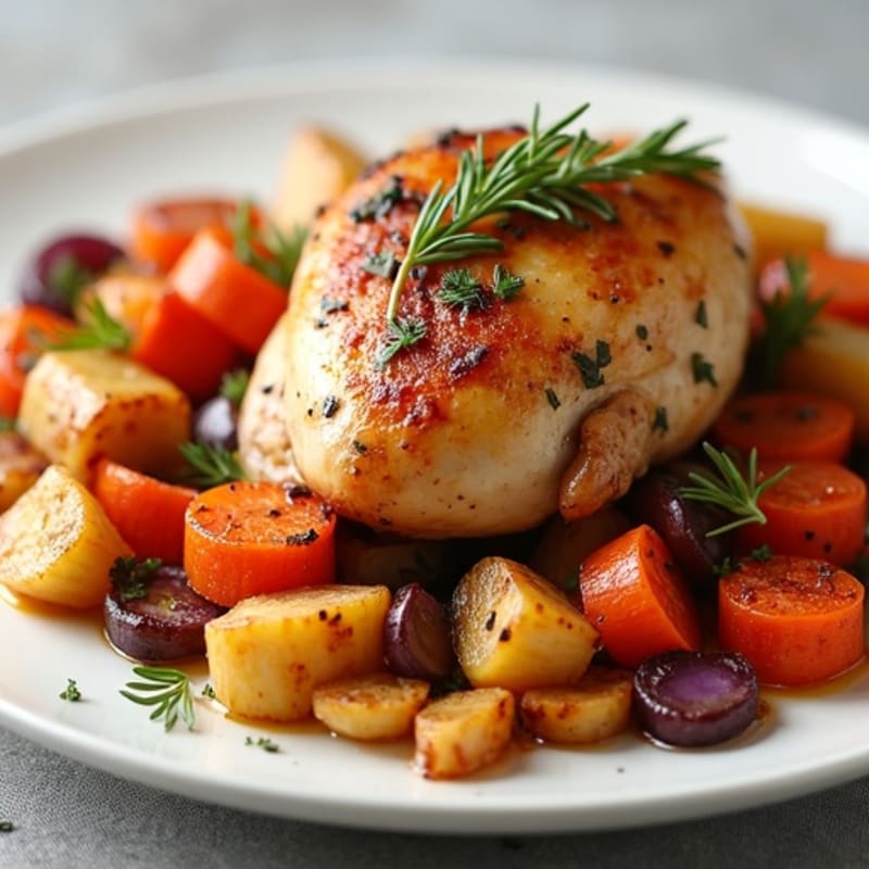 Herb-Roasted Chicken Thighs with Crispy Root Vegetables