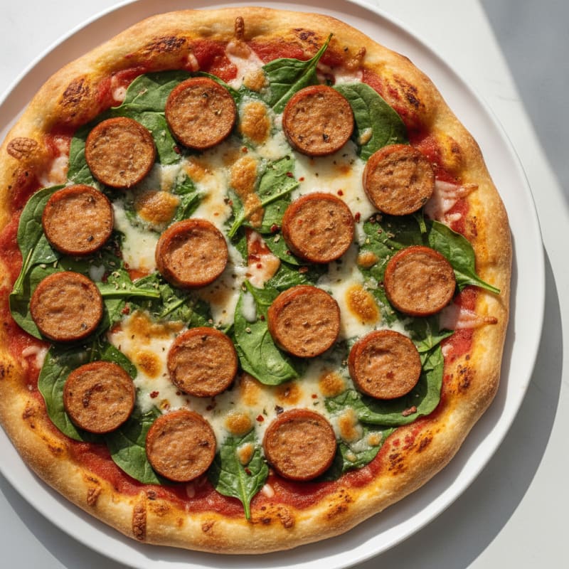 Chicken Sausage and Spinach Pizza