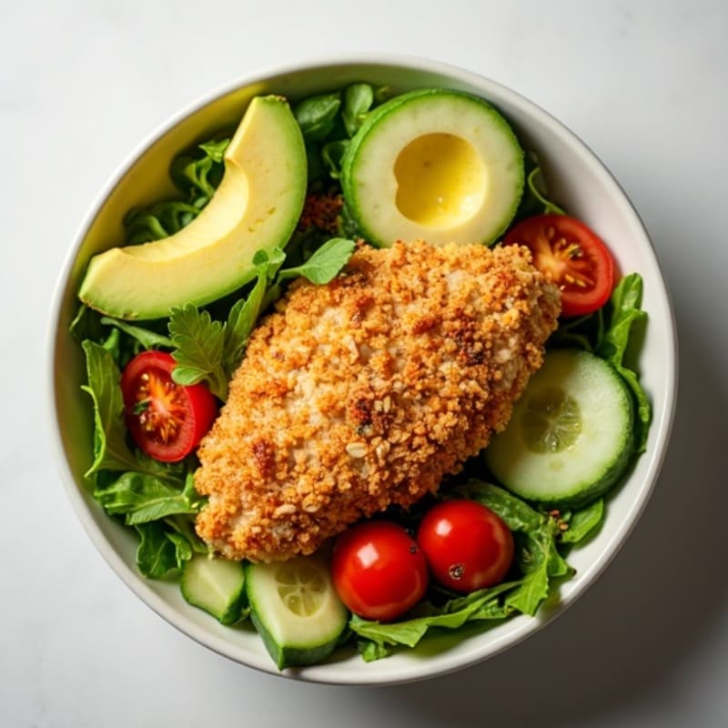 Crispy Chicken and Avocado Salad Bowl