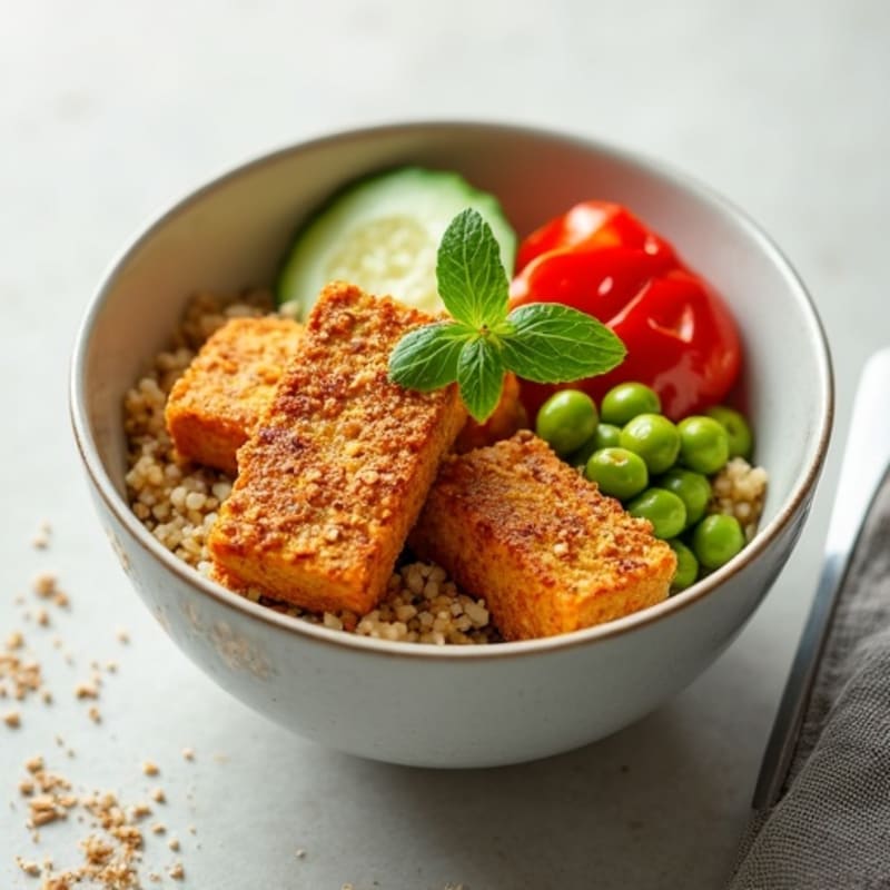 Crispy Baked Tofu with Quinoa Power Bowl