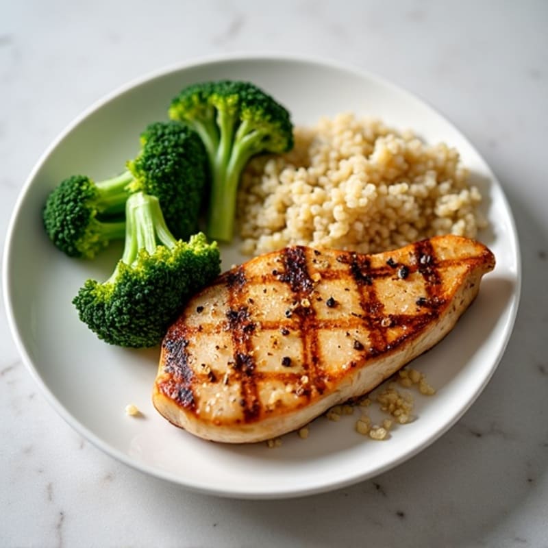 Grilled Chicken Breast with Quinoa and Steamed Broccoli