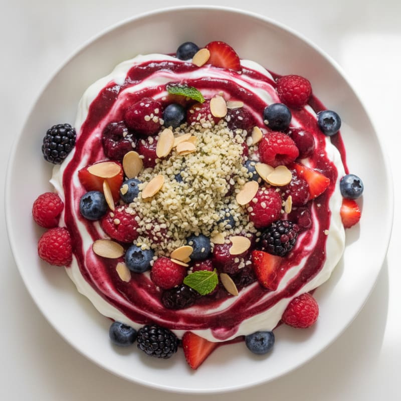 Protein Greek Yogurt Parfait with Mixed Berries