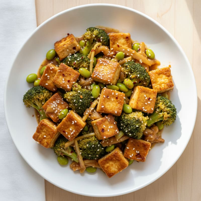 Sesame Tofu Stir-Fry with Broccoli