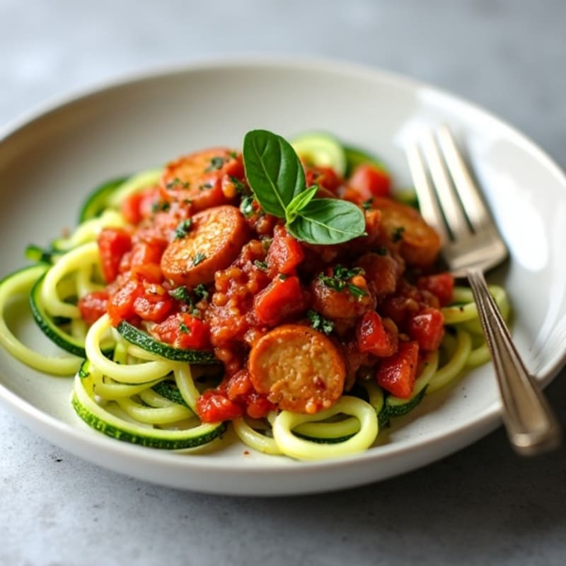 Lean Turkey Sausage Ragu with Zucchini Noodles