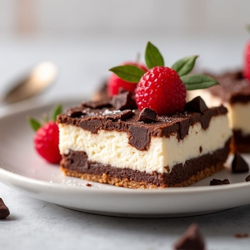 Dark Chocolate Greek Yogurt Cheesecake Bars