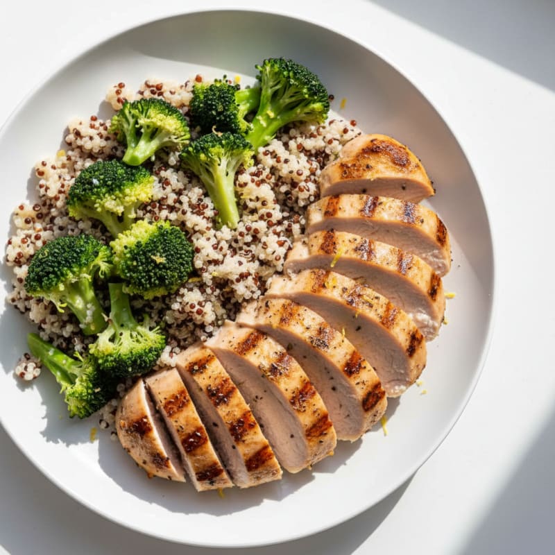 Grilled Turkey Breast with Steamed Broccoli and Quinoa