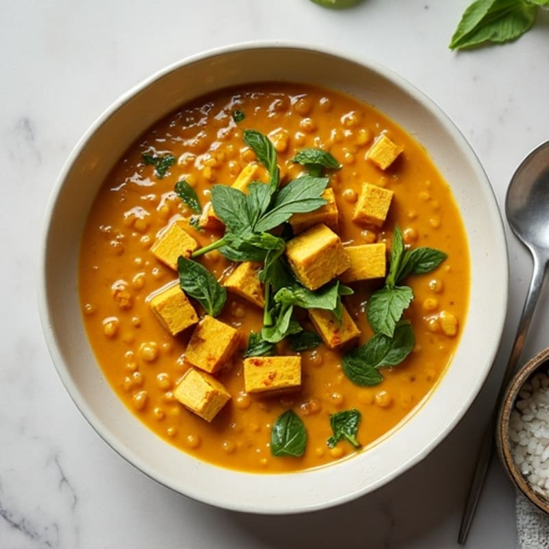 Creamy Coconut Red Lentil Dal with Turmeric
