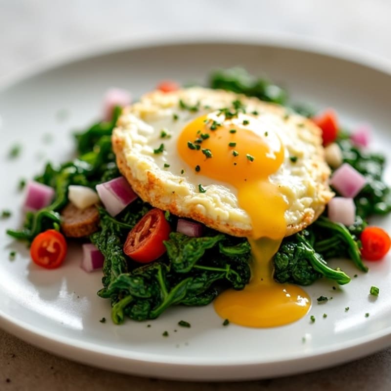 Egg White Scramble with Turkey Sausage and Sautéed Spinach