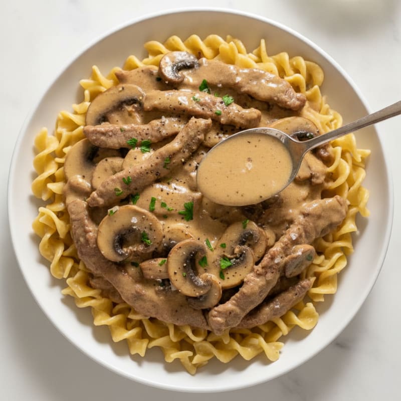Classic Beef Stroganoff with Egg Noodles