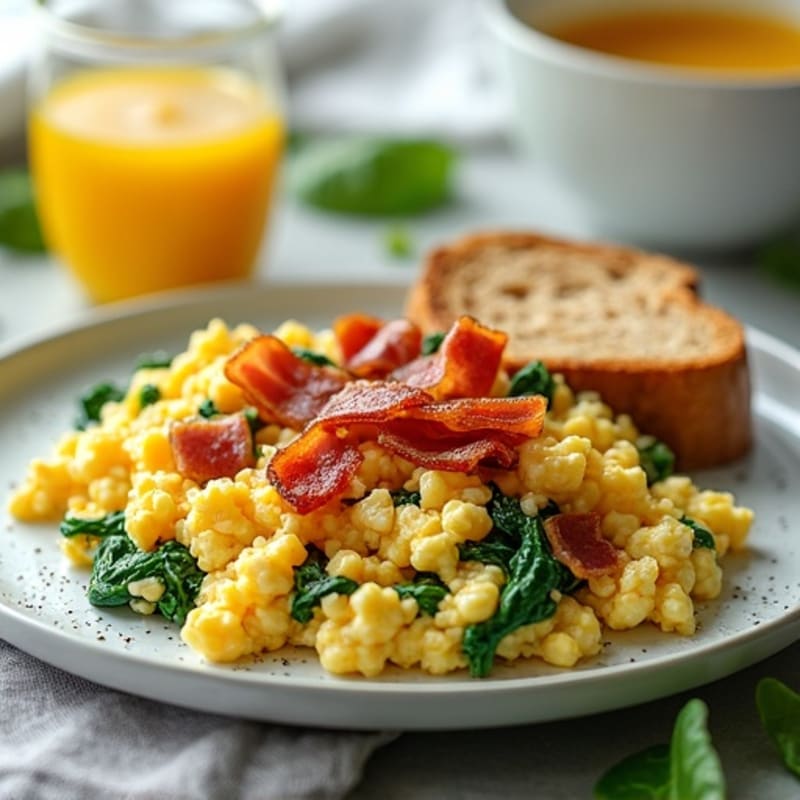 Egg White Scramble with Spinach and Turkey Bacon