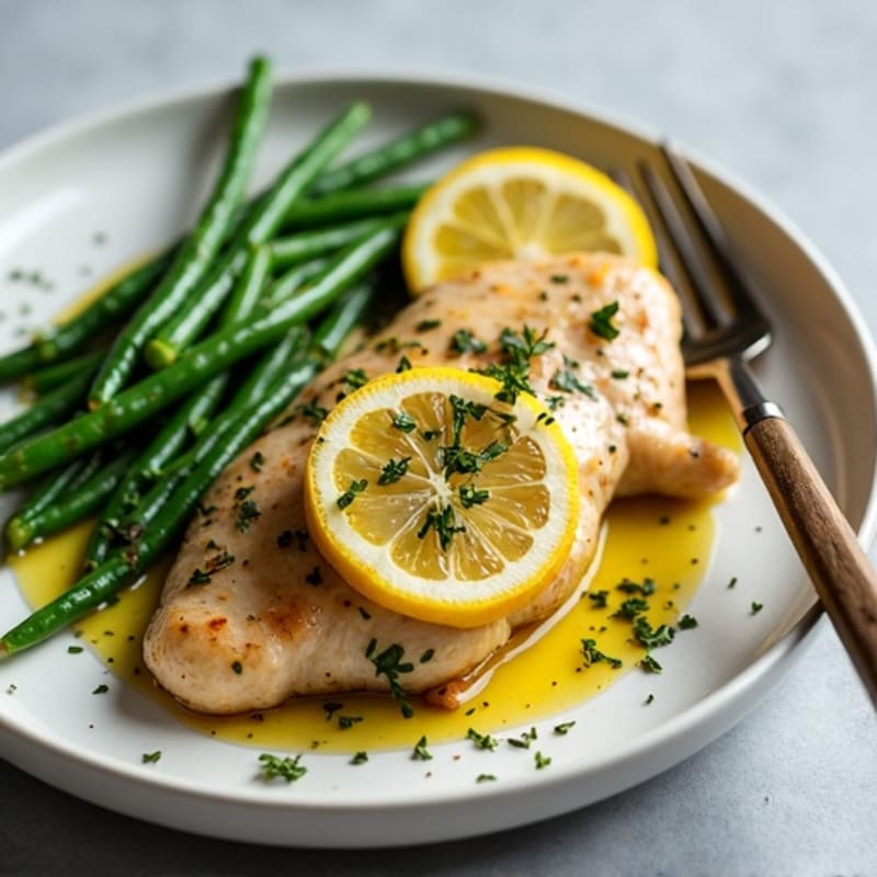 Pan-Seared Lemon Herb Chicken with Roasted Green Beans