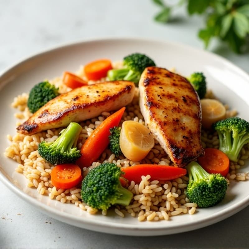Healthy Chicken and Crispy Vegetable Brown Rice Stir-Fry