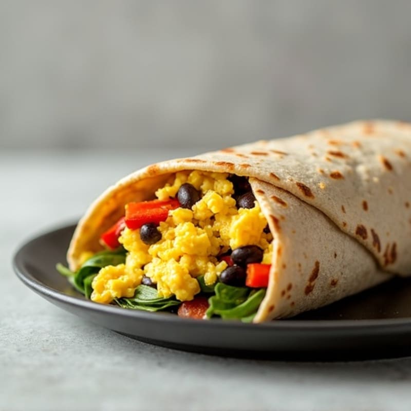 High-Protein Scrambled Egg and Black Bean Breakfast Burrito