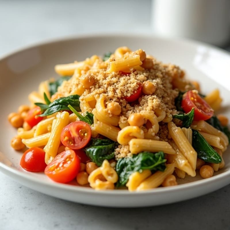 Creamy High-Protein Chickpea Pasta Bake with Crispy Topping
