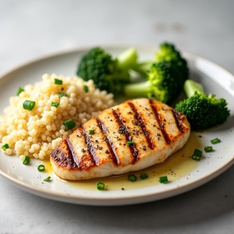 Grilled Chicken Breast with Quinoa and Steamed Broccoli