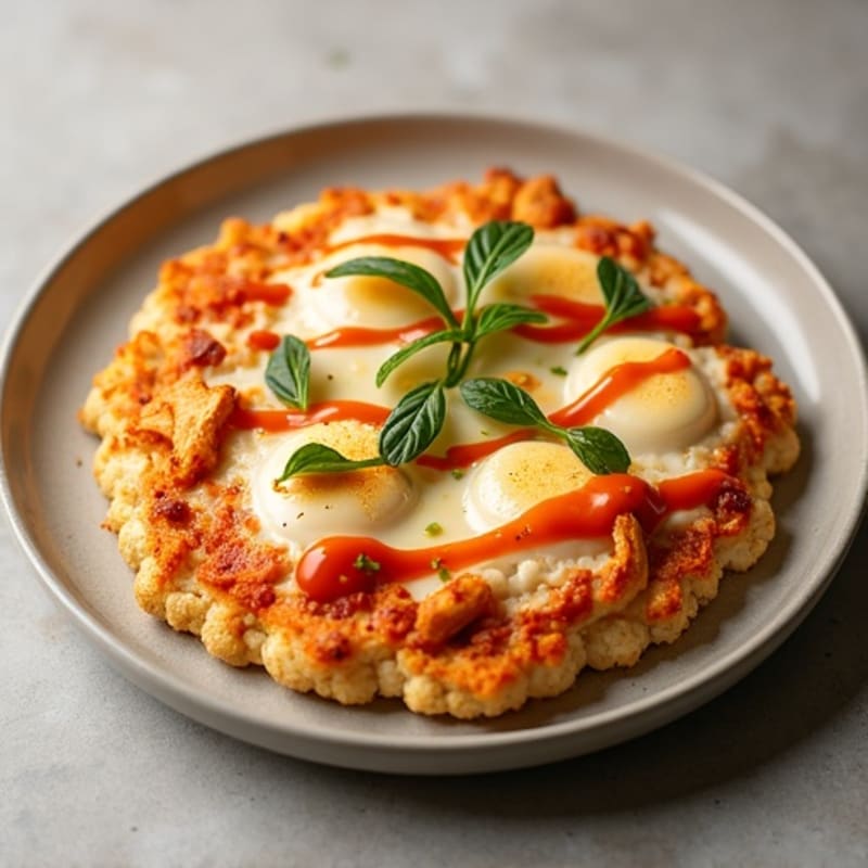 Crispy Cauliflower Crust Buffalo Chicken Pizza