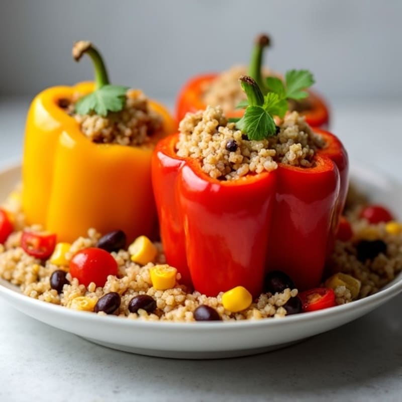 Fire-Roasted Quinoa Stuffed Bell Peppers