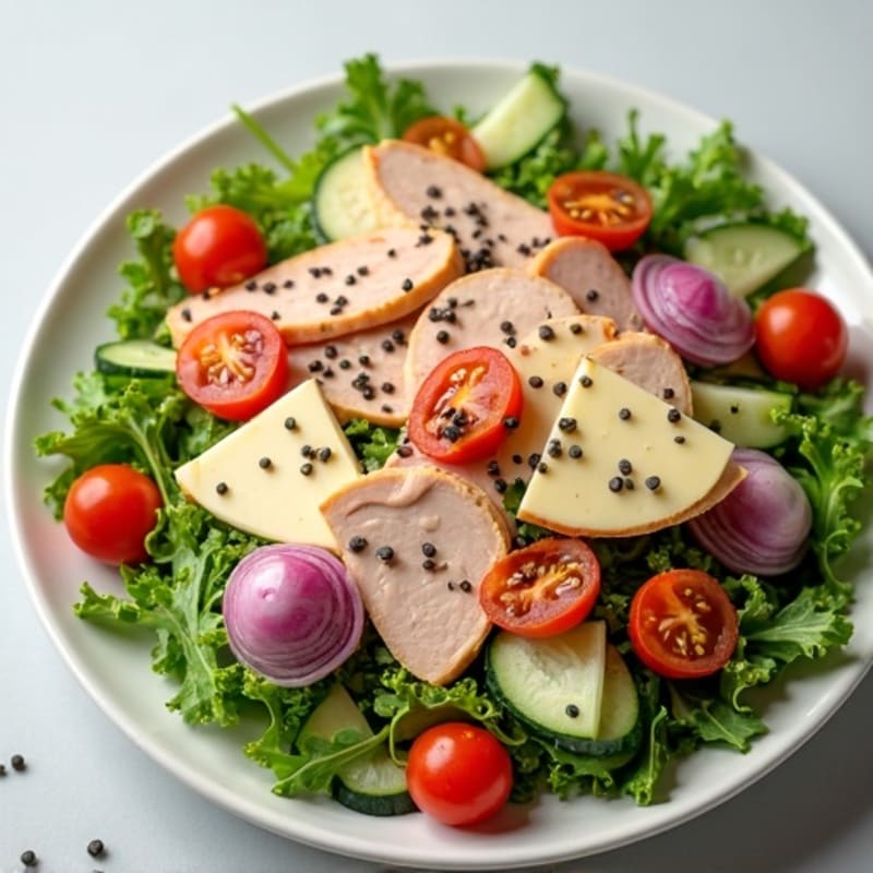 Chopped Turkey and Ham Salad with Provolone and Fresh Veggies