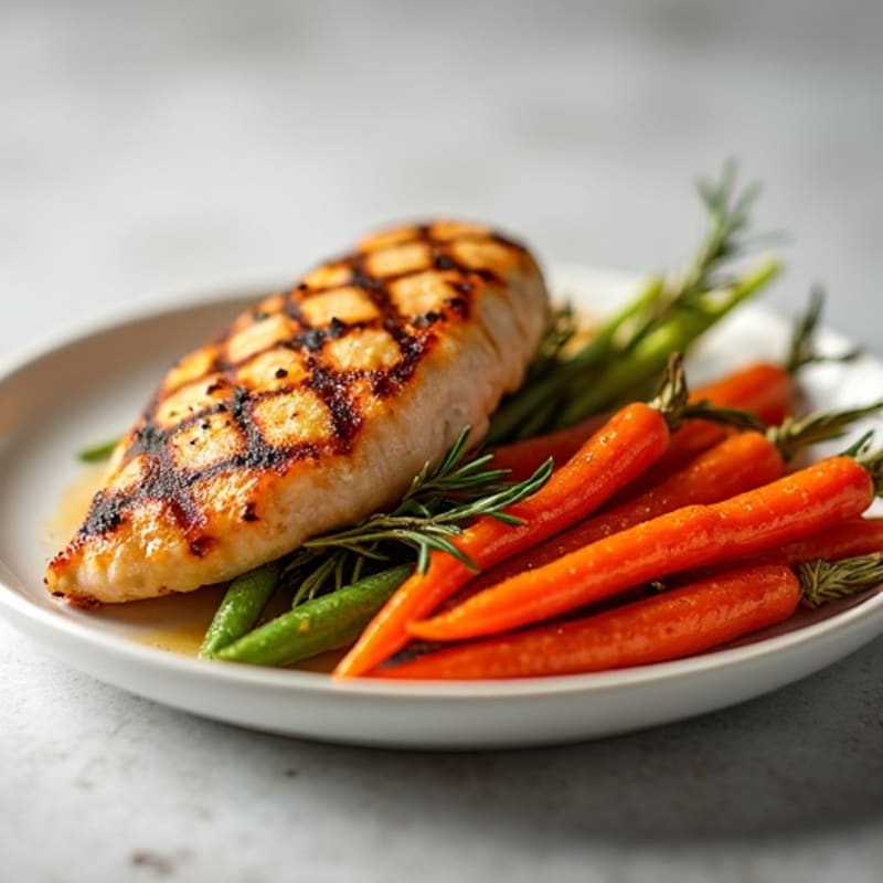 Honey-Maple Roasted Rainbow Carrots with Grilled Chicken