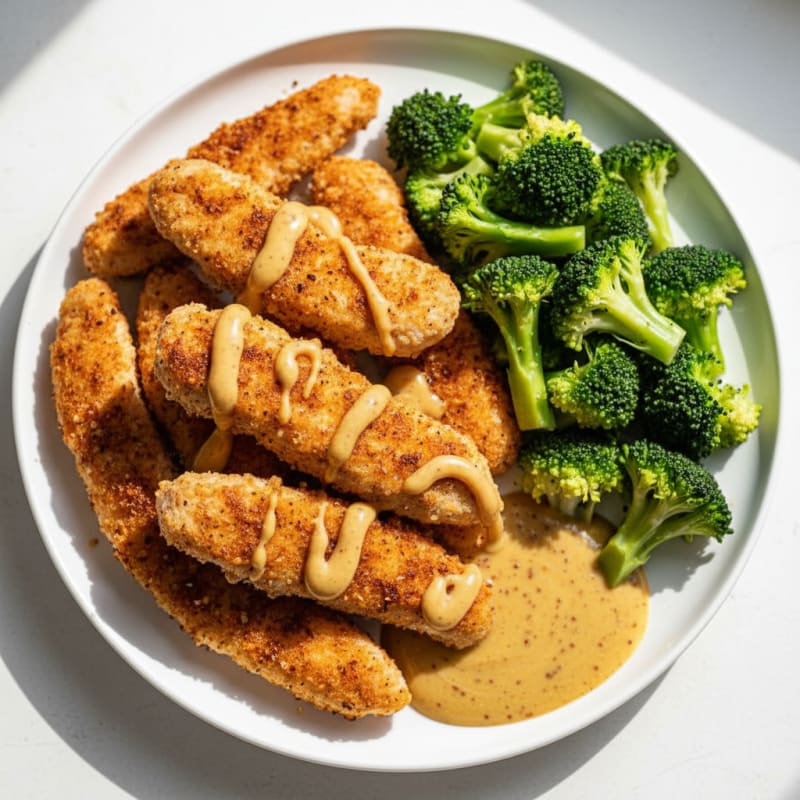 Air-Fried Chicken Breast Strips with Honey-Mustard