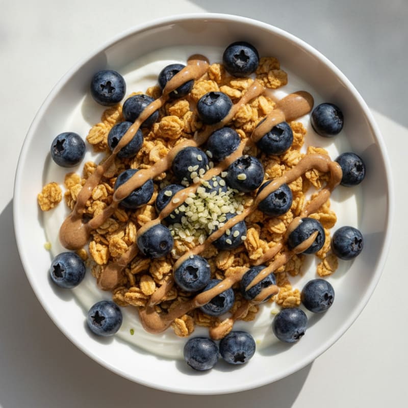 Creamy Greek Yogurt Bowl with Protein Granola and Almond Butter