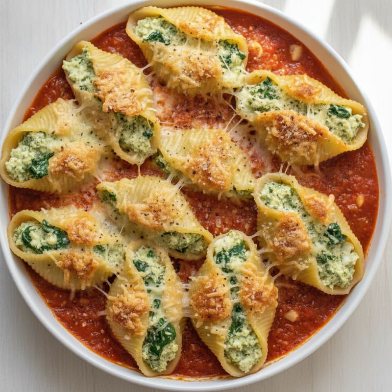 Baked Spinach Ricotta Stuffed Shells