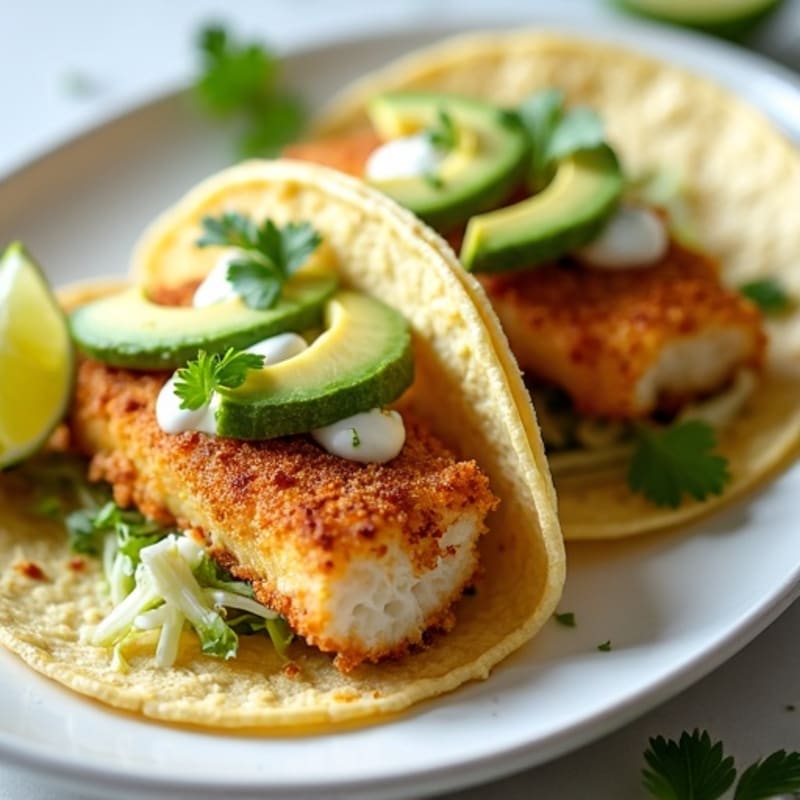 Crispy Baked Fish Tacos with Lime Slaw
