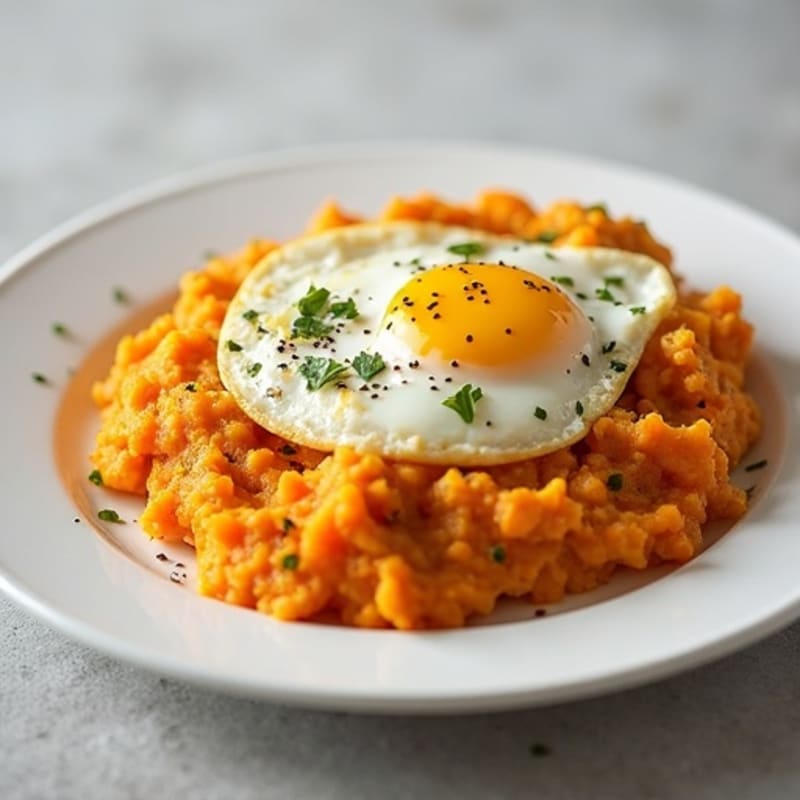 Egg White and Chicken Mince Scramble with Sweet Potato Mash