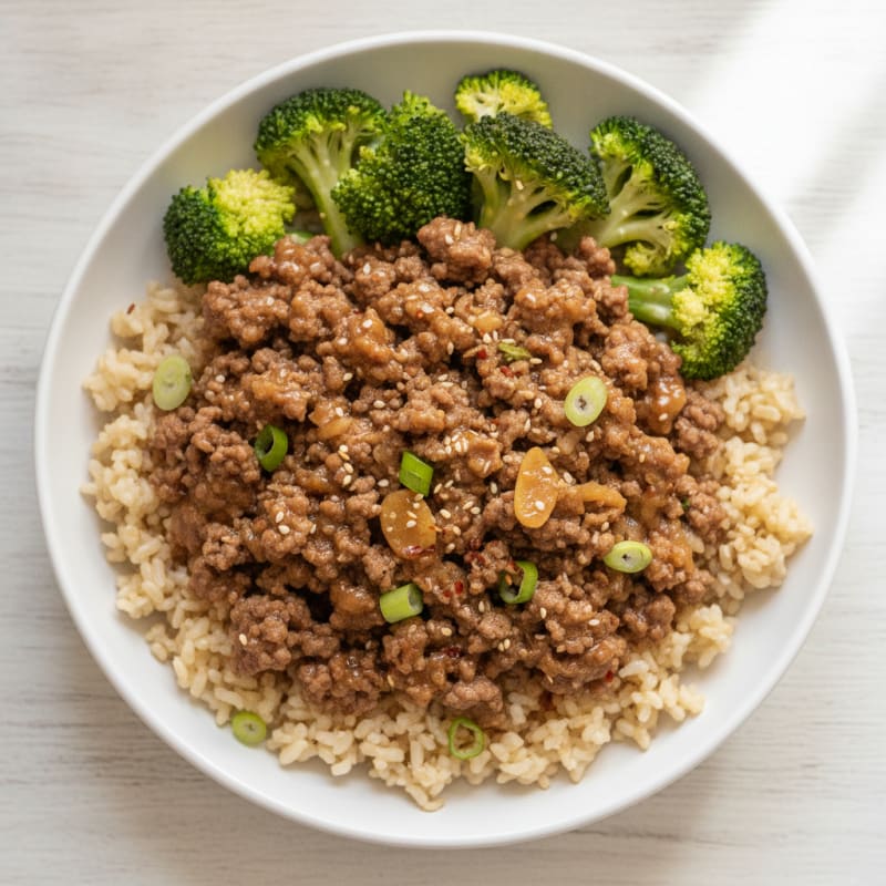 Korean Ground Beef and Rice Bowl
