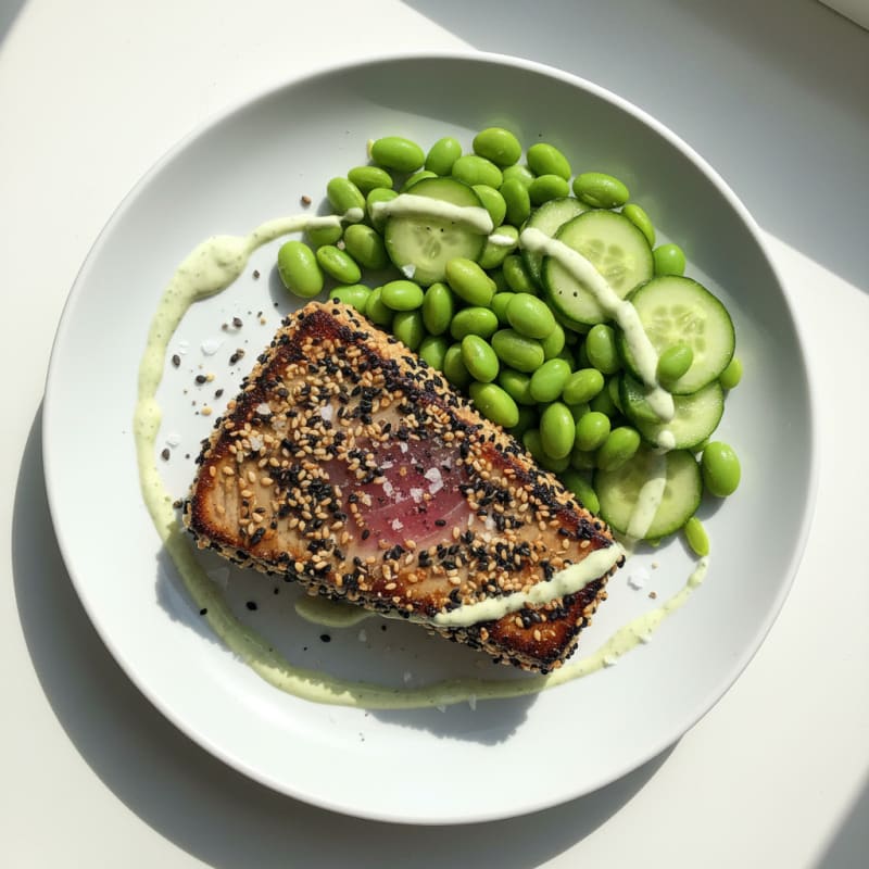Pan-Seared Ahi Tuna with Wasabi Mayo