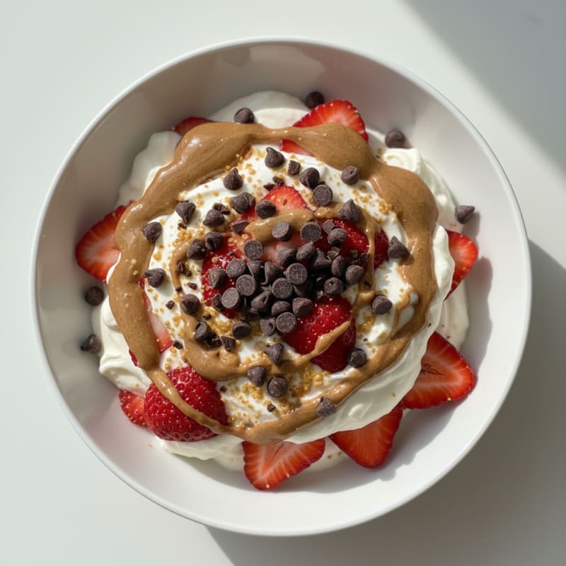 Greek Yogurt Protein Parfait with Almond Butter and Dark Chocolate Chips