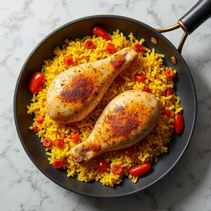 Saffron-Spiced Chicken and Yellow Rice Skillet