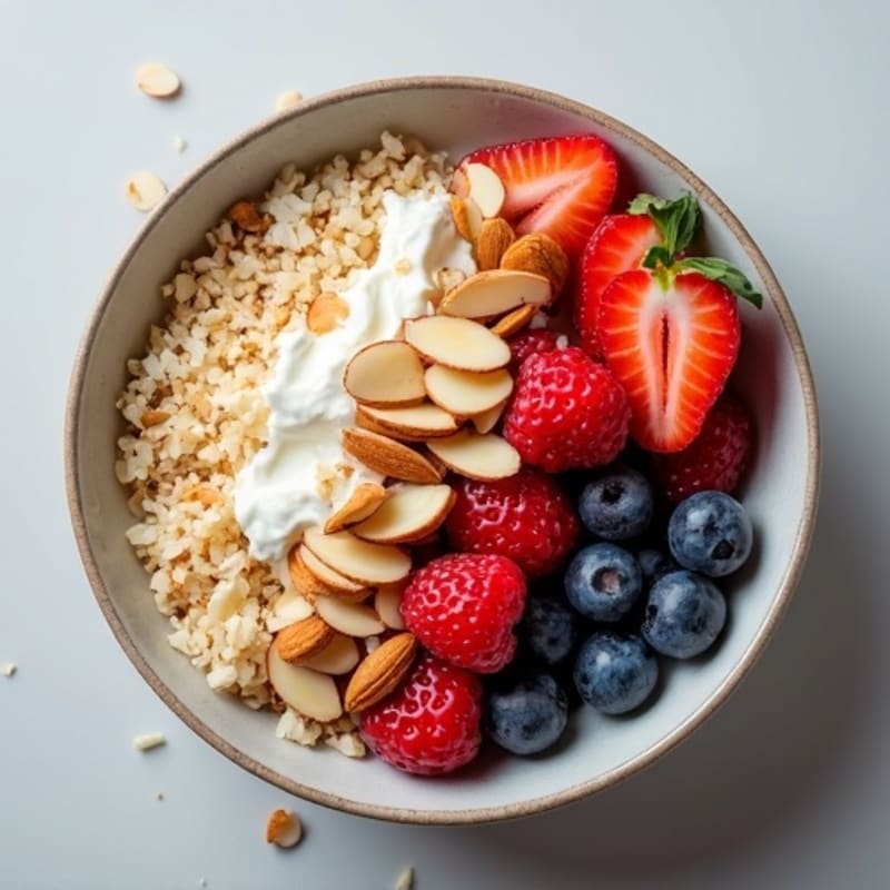 Cottage Cheese Berry Bowl with Almonds