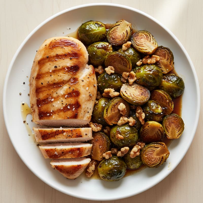 Caramelized Balsamic Brussels Sprouts with Toasted Walnuts
