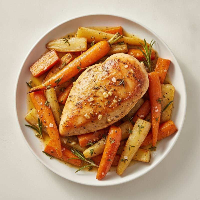 Garlic Herb Roasted Chicken with Root Vegetables