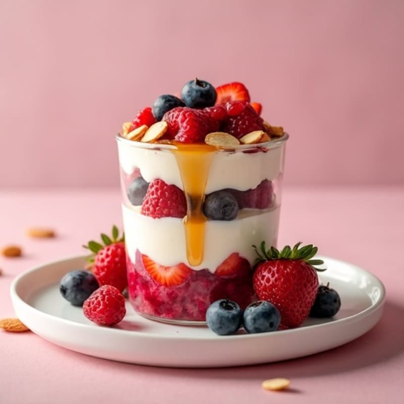 Cottage Cheese Berry Parfait with Almonds