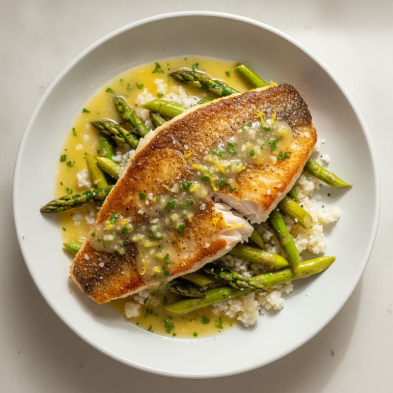 Pan-Seared Barramundi with Lemon-Herb Sauce