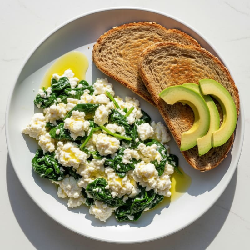 Egg White Scramble with Cottage Cheese and Spinach