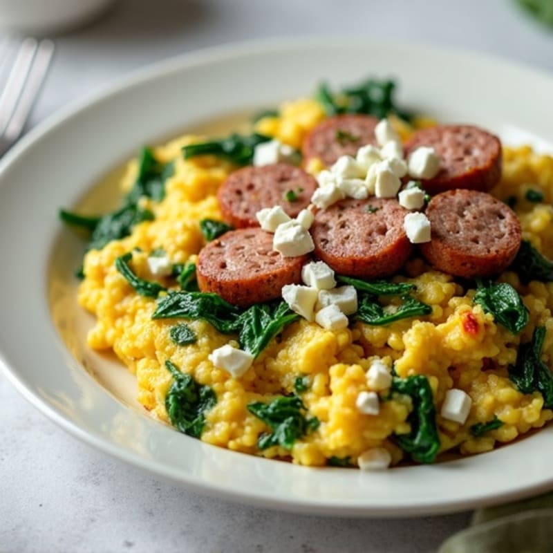 Egg White Scramble with Spinach and Turkey Sausage