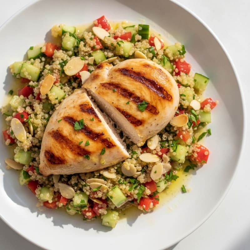 Grilled Chicken Breast with Crunchy Quinoa Salad