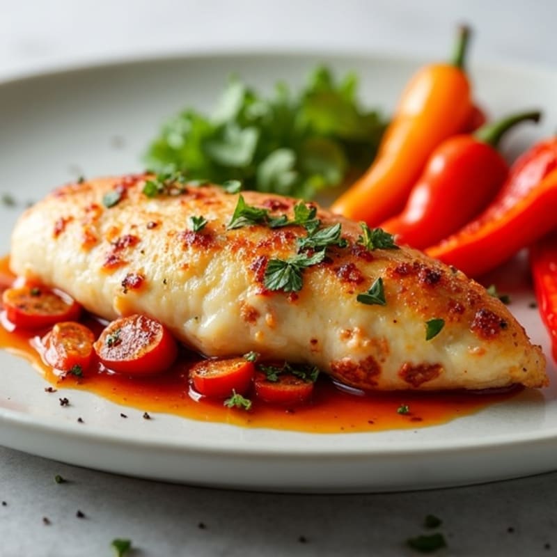 Italian Sausage and Melty Mozzarella Stuffed Chicken Breast with Crispy Roasted Bell Peppers