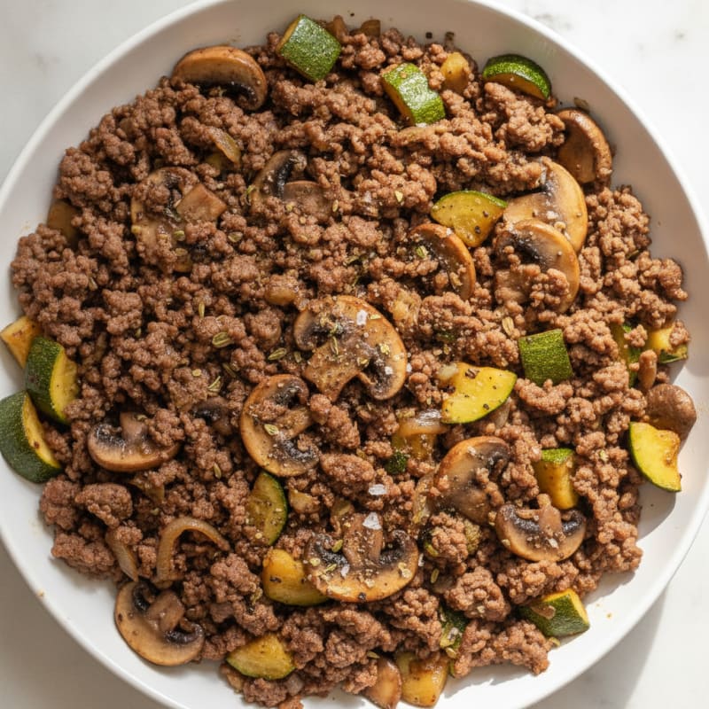 Ground Beef Skillet with Mushrooms and Zucchini
