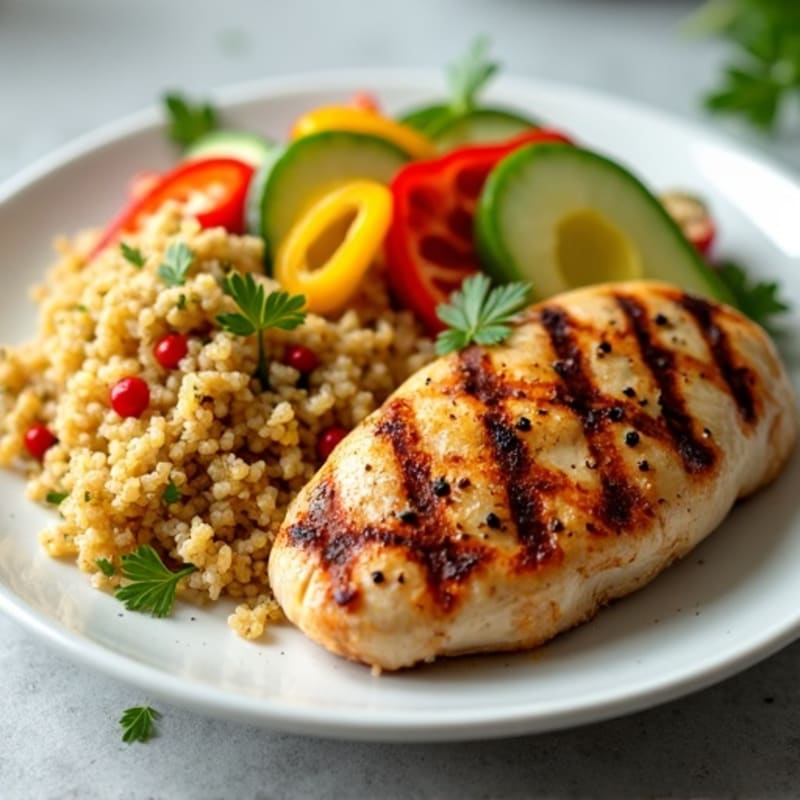 Grilled Chicken Breast with Crunchy Quinoa Salad