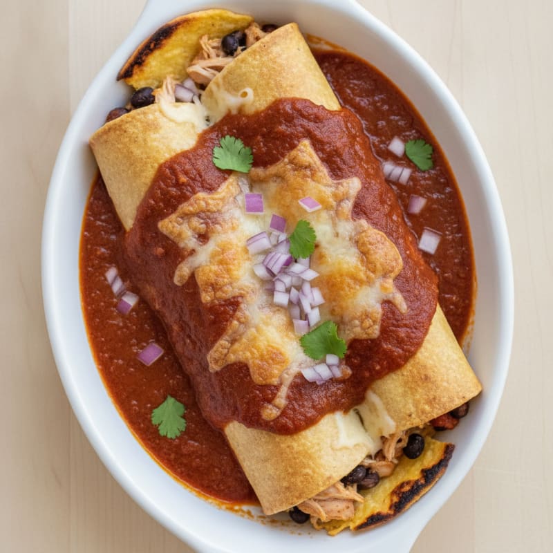 Chicken Enchiladas with Red Chili Sauce