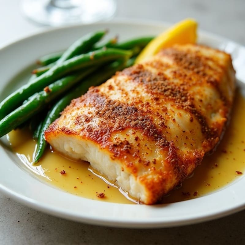 Pan-Seared Cajun Blackened Catfish with Roasted Green Beans
