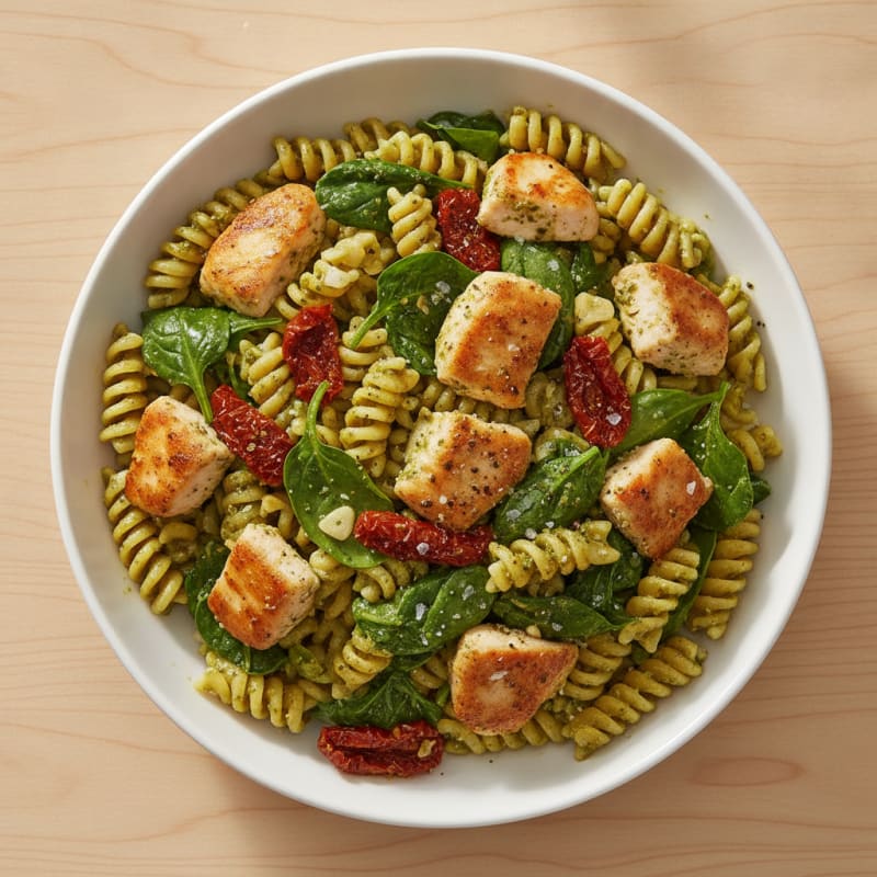 Pesto Chicken Pasta with Sun-Dried Tomatoes